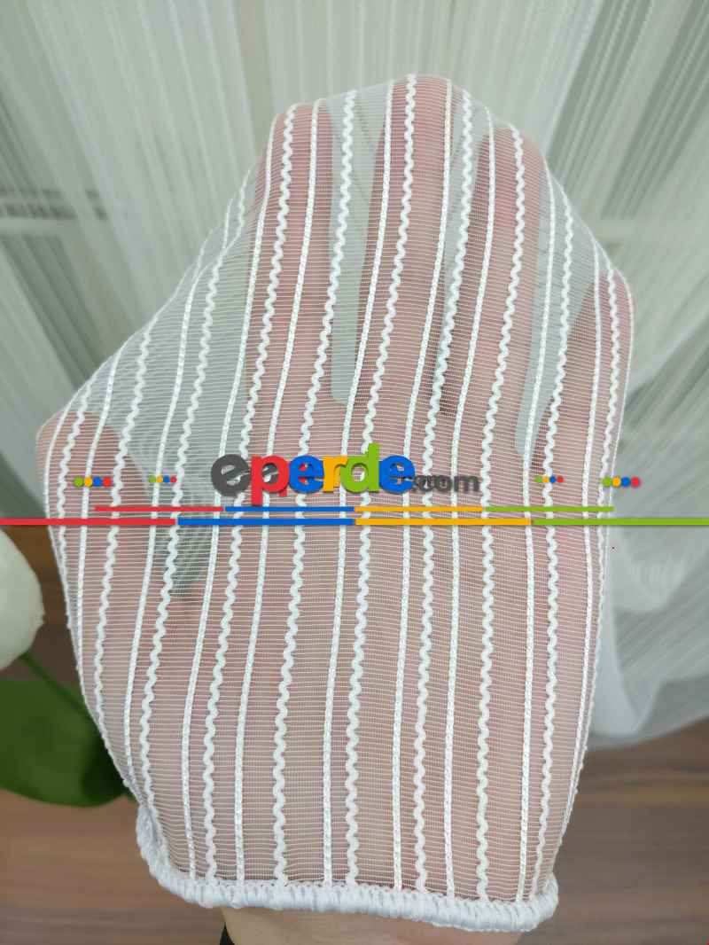 Çizgili Tül Zigzaglı 1. Kalite - Kurşunlu Tül