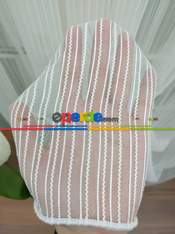 Mutfak - Çizgili Tül Zigzaglı 1. Kalite