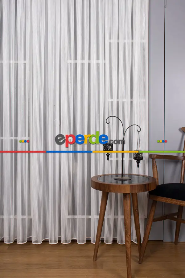 Oturma Odası - Zincir Simli Tül Perde - Kurşunlu Tül