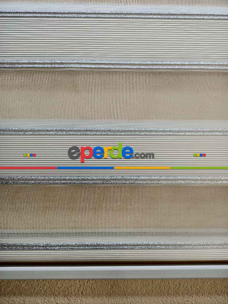 Mutfak - Zebra Mikro Pilise Gri Simli- Beyaz-gümüş Simli