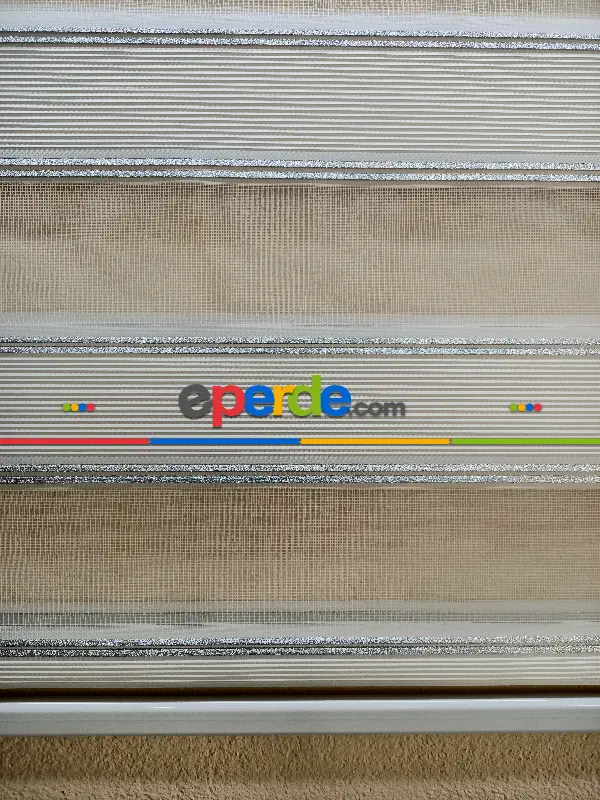 Salon - Zebra Mikro Pilise Gri Simli- Beyaz-gümüş Simli