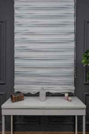 Mavi Krem Gümüş Simli Plise Zebra Perde