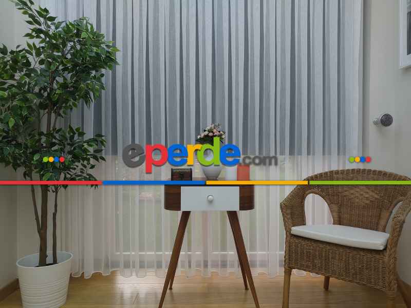 Yatak Odası - ( Orjinal ) Fantazi Çizgili Tül Perde 