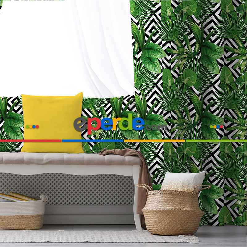 Tropikal Fon Perde Evim K-22 Kumaşı Kalındır Duck Bezi Değildir