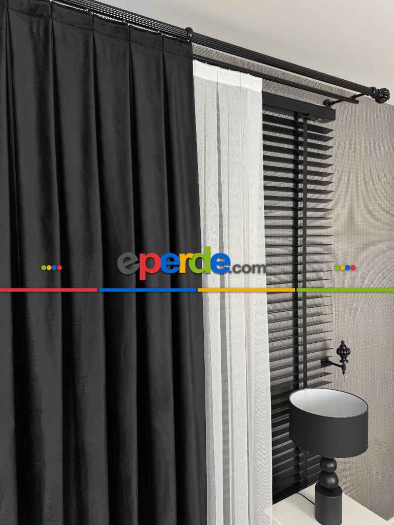 Siyah İthal Kadife Fon Perde, Premium Kalite Serisi Kadife Fon Perde