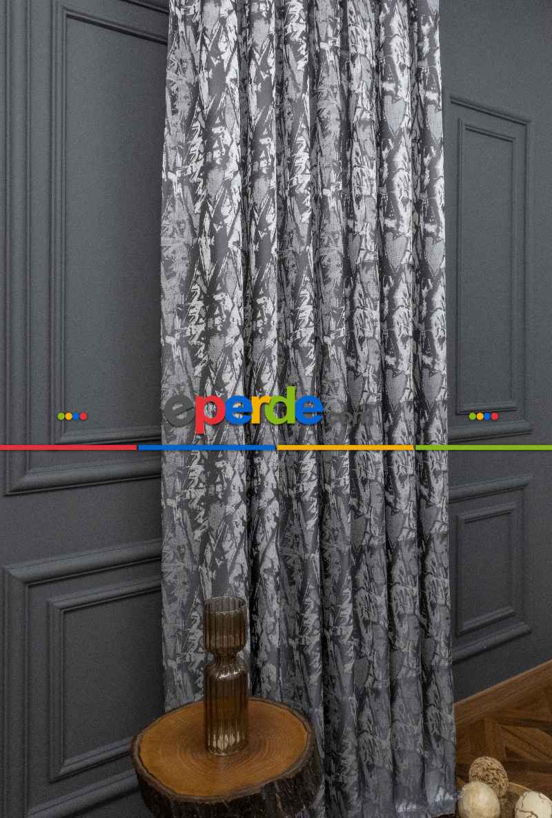 Jakar Dokuma Fon Perde Antrasit Gri