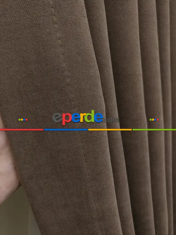 Kahve - Düz Fon Perde ( En 150cm Dökümlü Fon Perde )- Kahve