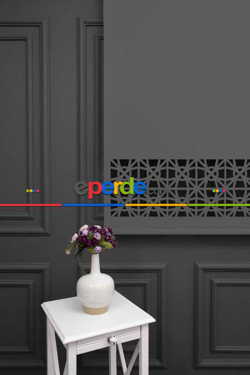 Koyu Gri Renk Lazer Kesim Mat Stor Perde (ister Düz - İster Lazer Kesimli Satın Alın)