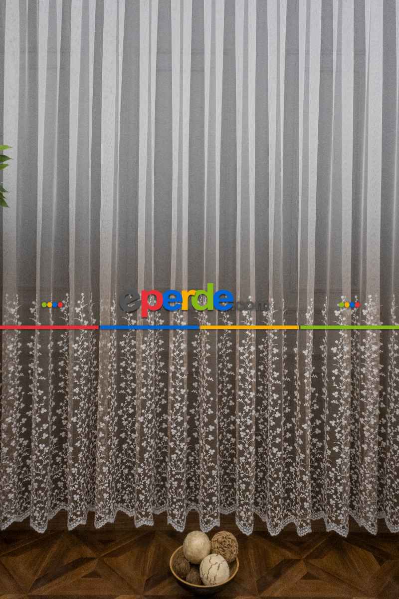 Salon - Etek Geniş Desenli Tasarım Tül