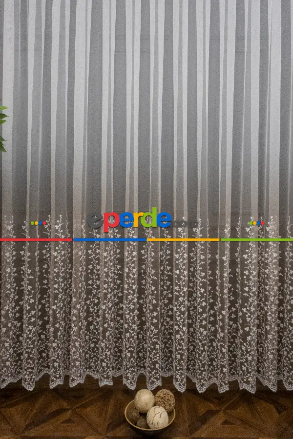 Salon - Etek Geniş Desenli Tasarım Tül