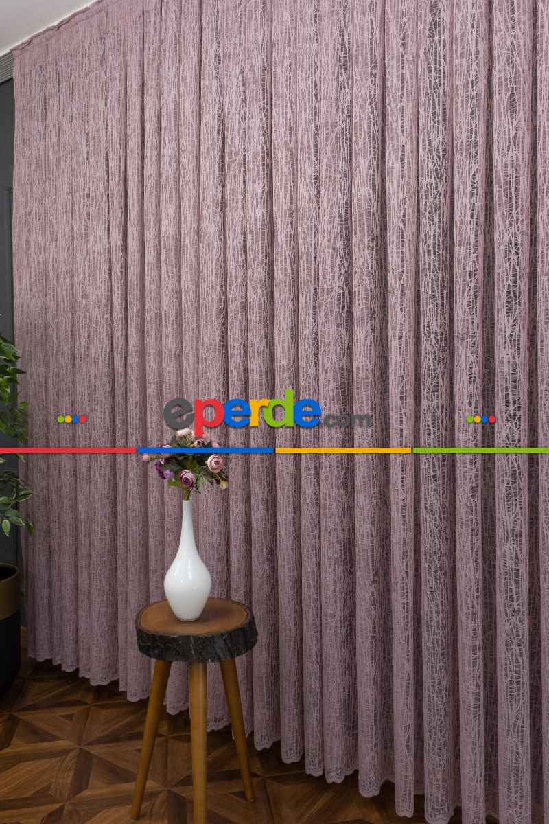 Yeni Tasarım Moda Cam Kırığı Örme Tül Perde Pudra - Pembe