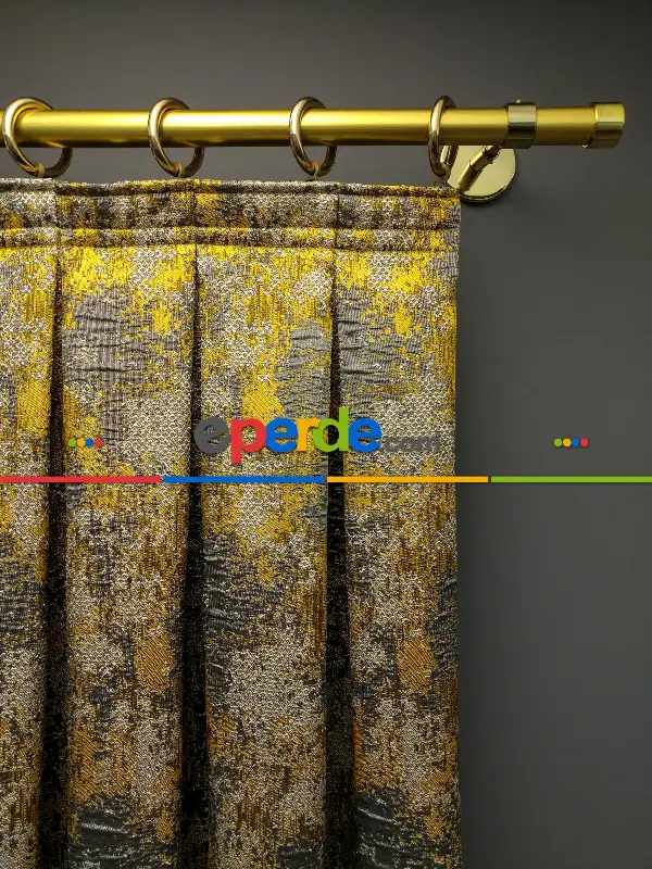 Yatak Odası - PatineDesenli Modern Desenli Jakarlı Fon Perde Yeni Seri 401- Gri-füme-antrasit-füme-altın