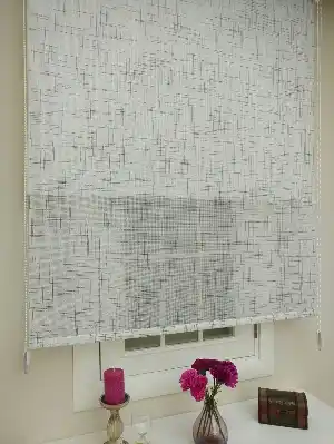Keten Tül Stor Wicker - Çiftli Sistem Tül Stor Perde (wicker)- Gri-füme-antrasit