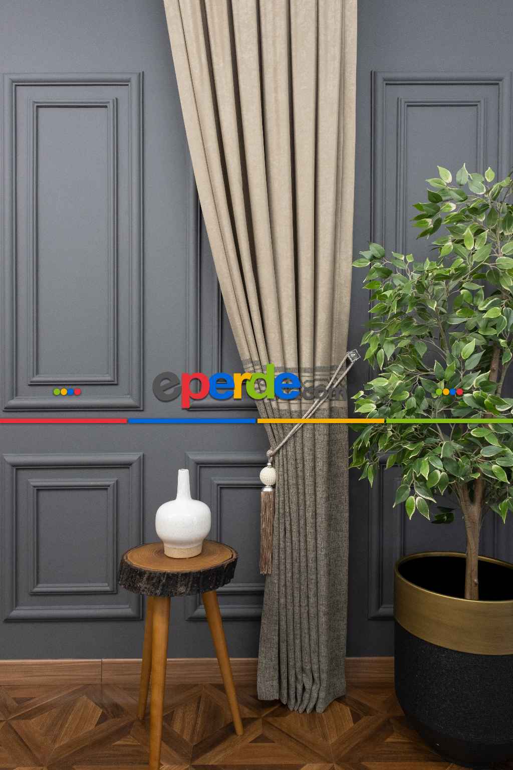 Desenli Pano Fon Perde