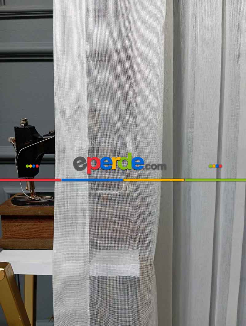 Brillant Zarif Dökümlü Sade Düz Tasarım Model Land Tül Perde