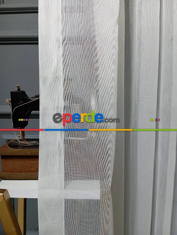 Brillant Zarif Dökümlü Sade Düz Tasarım Model Land Tül Perde