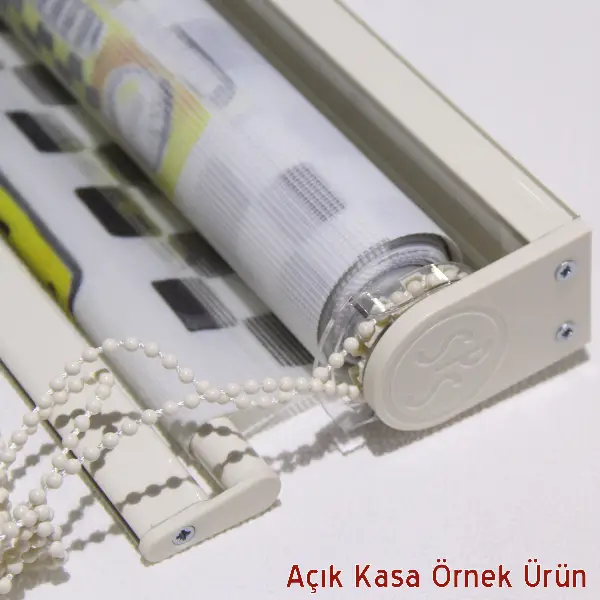 Renkli Kelebek Desen Baskılı Zebra Perde- Turkuaz-Pembe-Ekru