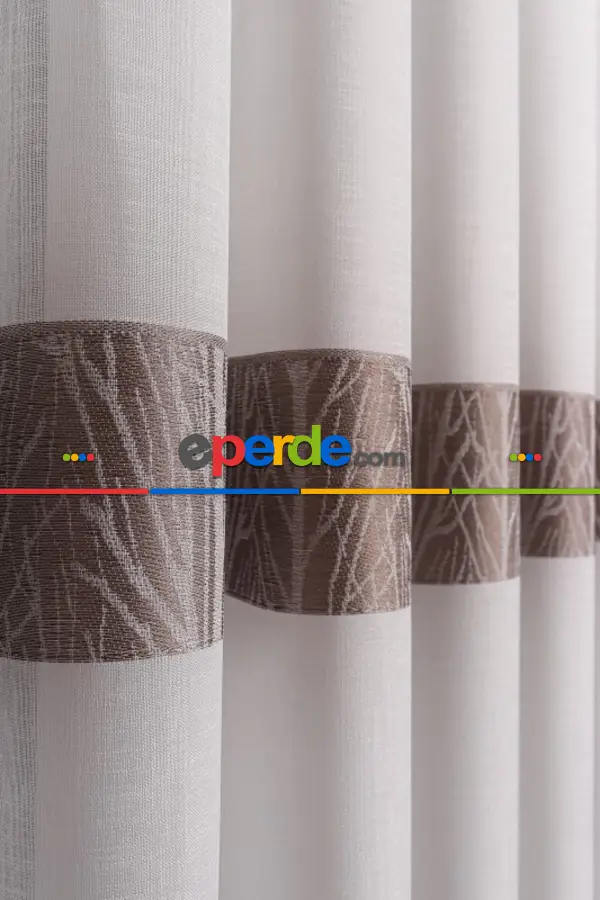 Salon Tül Modelleri - Keten Etek Dokuma Ekru-gri Tül Perde