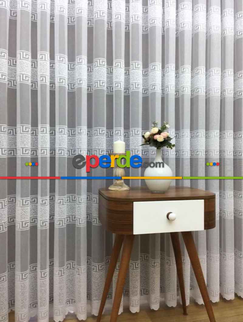 Yatak Odası - Ft Serisi Ara Bantlıversace Desen Tasarım Yeni Tül Perde- Ekru