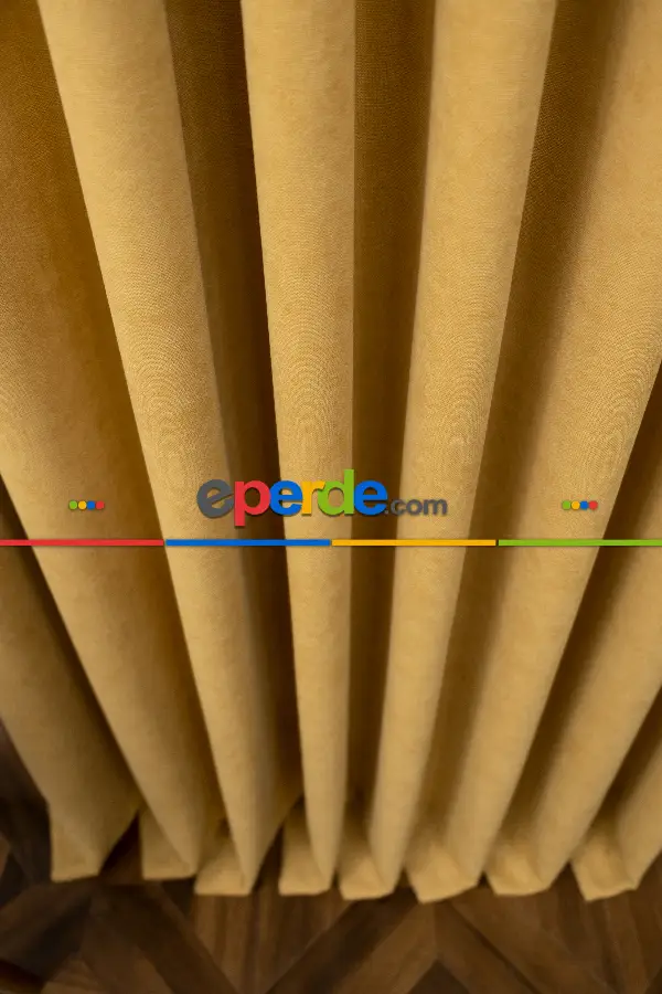 Hardal Düz Fon Perde En Dökümlü Fon Perde