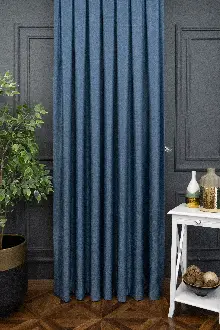 Soft İndigo Rengi Fon Perde Geniş En (285)- Mavi