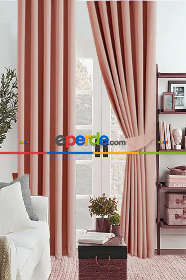 Yatak Odası - Pudra Pembe Gülkurusu Karartma Blackout Güneşlik Fon Kalın Perde