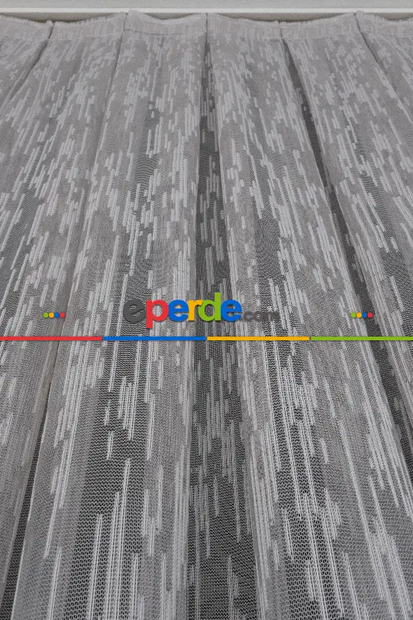 2021 Model Ekru Desenli Örme Tül Perde Bt559