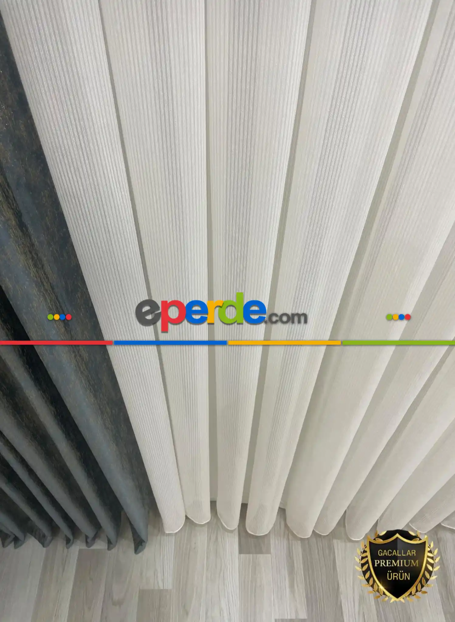 Simli Safir Ağır Gramajlı Dökümlü 1/3 Sık Pileli Ütü İstemeyen Tül Perde