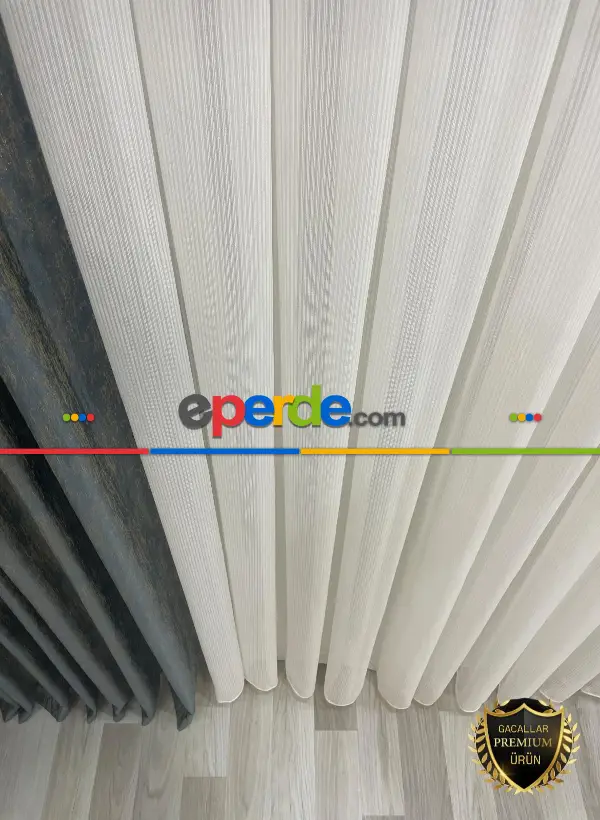 Simli Safir Ağır Gramajlı Dökümlü 1/3 Sık Pileli Ütü İstemeyen Tül Perde