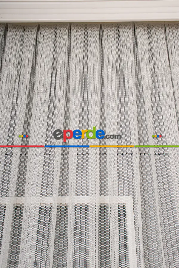 Salon Tül Modelleri - Düz Dantel Zemin Örme Tül Perde Ütü İstemez