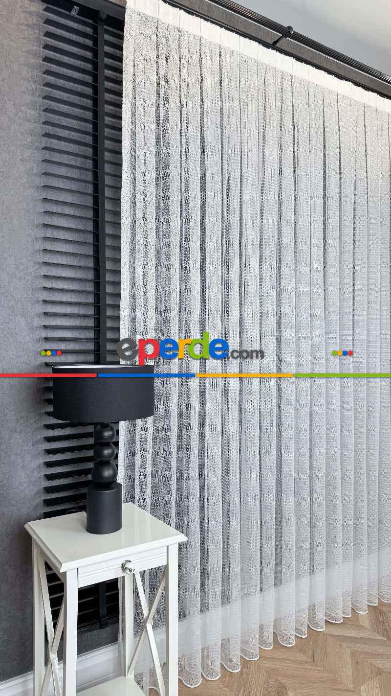 Yatak Odası - Ekru File Tül Perde