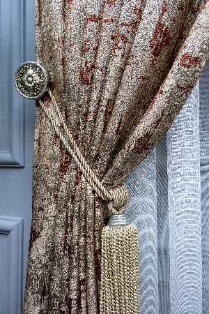 Patine Desenli Valencia Jakar Dokuma Fon Perde- Bej-kiremit Rengi