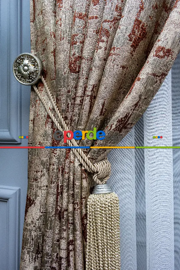 Patine Desenli Valencia Jakar Dokuma Fon Perde- Bej-kiremit Rengi