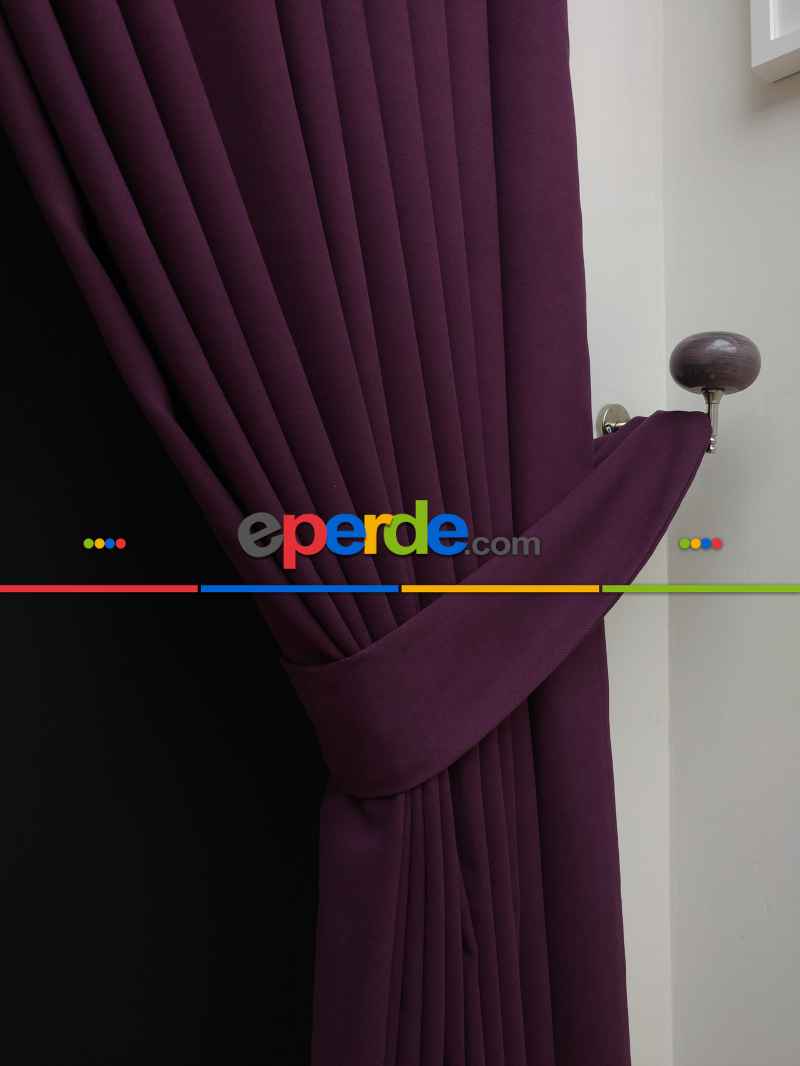 Düz Renk Dökümlü Fon Perde (150)- Mor