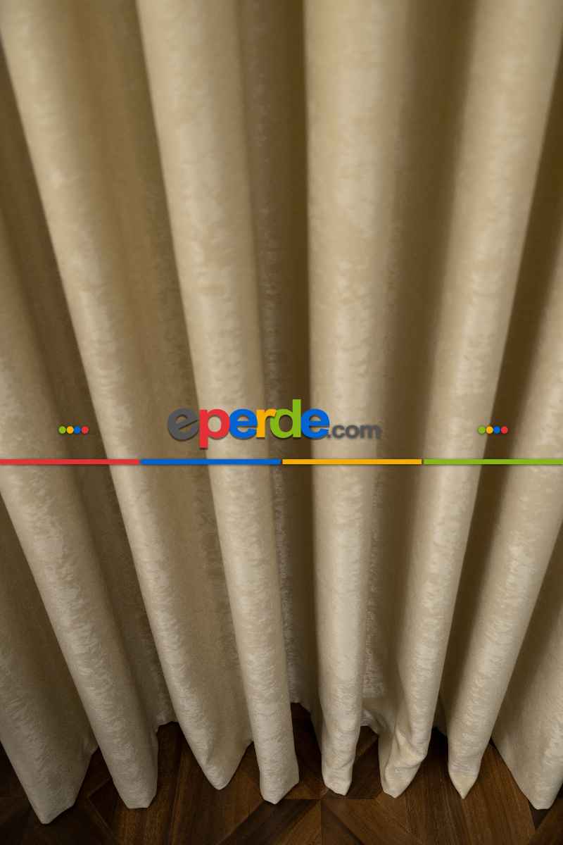 Salon - Soft Açık Bej Fon Perde Dökümlü Eni - Kum Beji