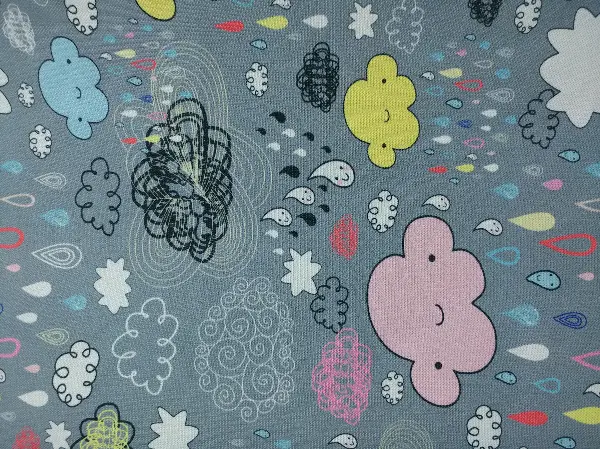 Bulut Ve Damla Desenli Fon Perde Evm680 Kumaşı Kalındır Duck Bezi Değildir- Siyah-Gri-Füme-Antrasit-Sarı