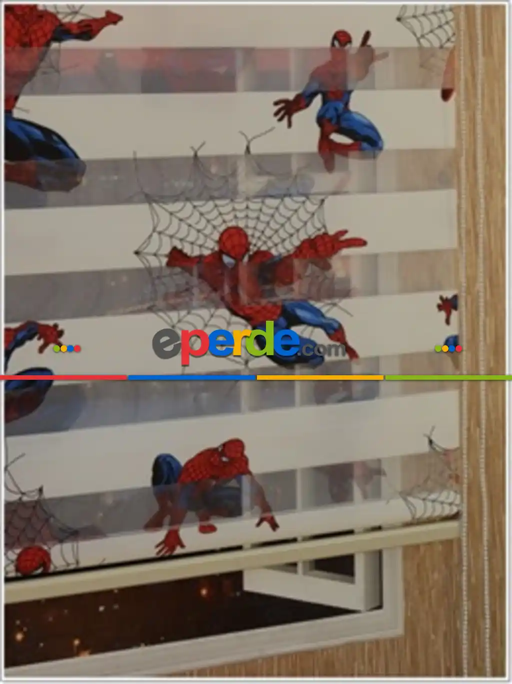 Çocuk Odası - Spiderman Desen Zebra Perde- Çok Renkli