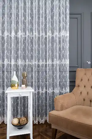 Salon Tül - Brode Selçuklu Desen İşleme Nakış Tasarım Tül Perde