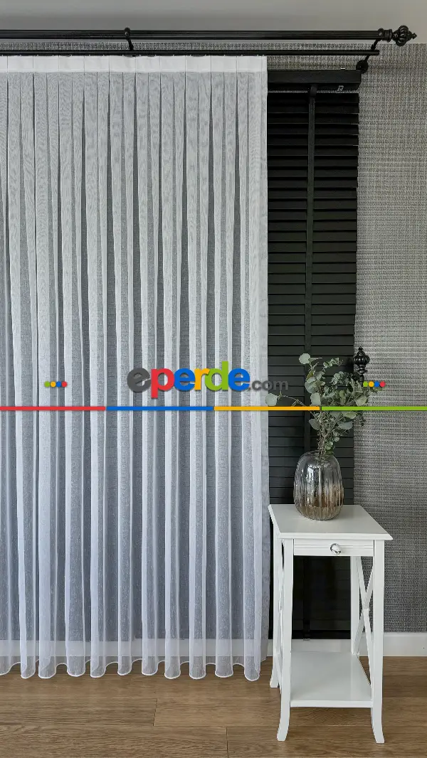 Ütü İstemeyen Ekru Keten Tül Perde - Yüksek Gramajlı - Şantuk Kurşunlu Tül