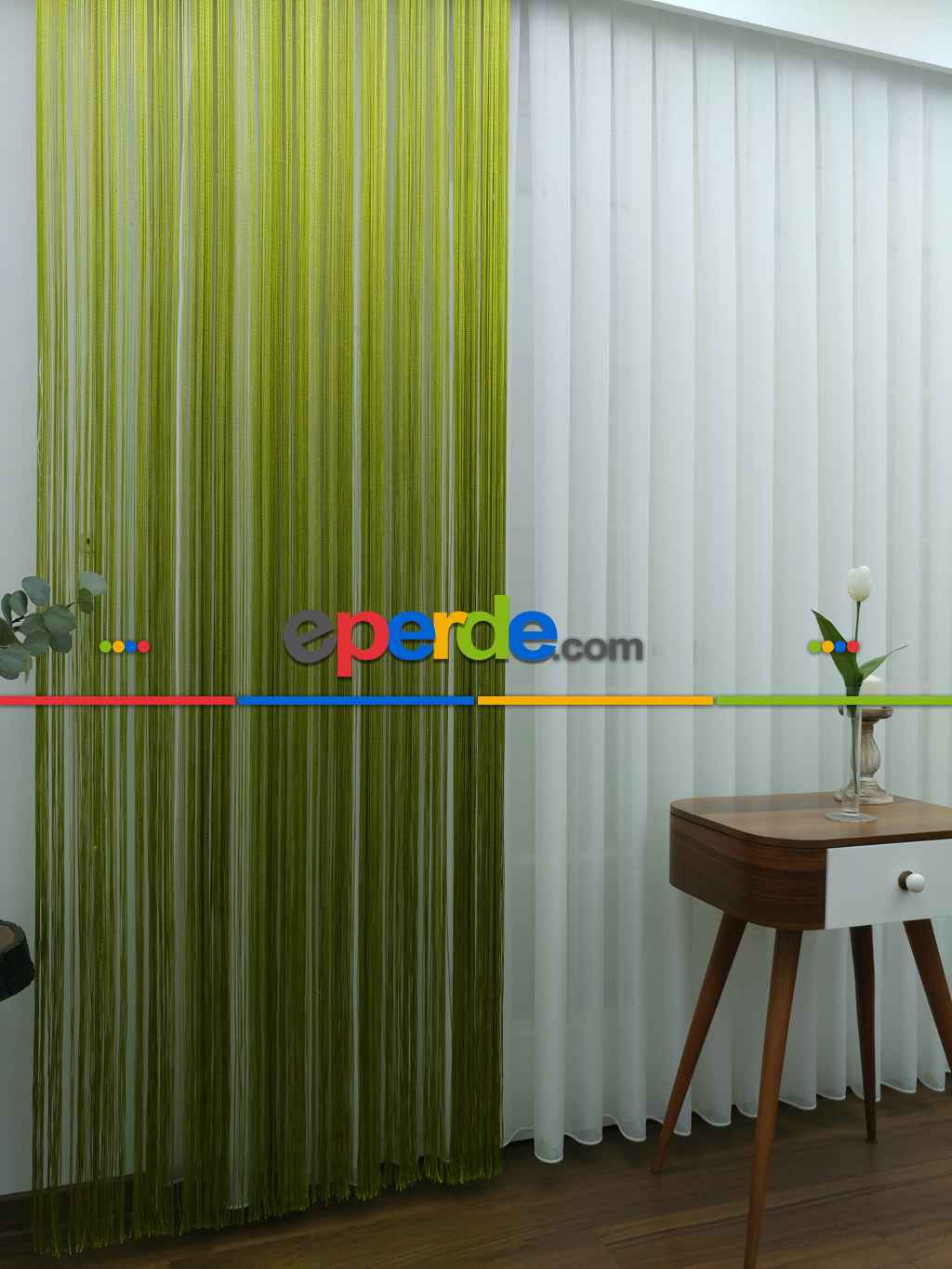 Yeşil İp Perde - Fıstık Yeşili- Yeşil