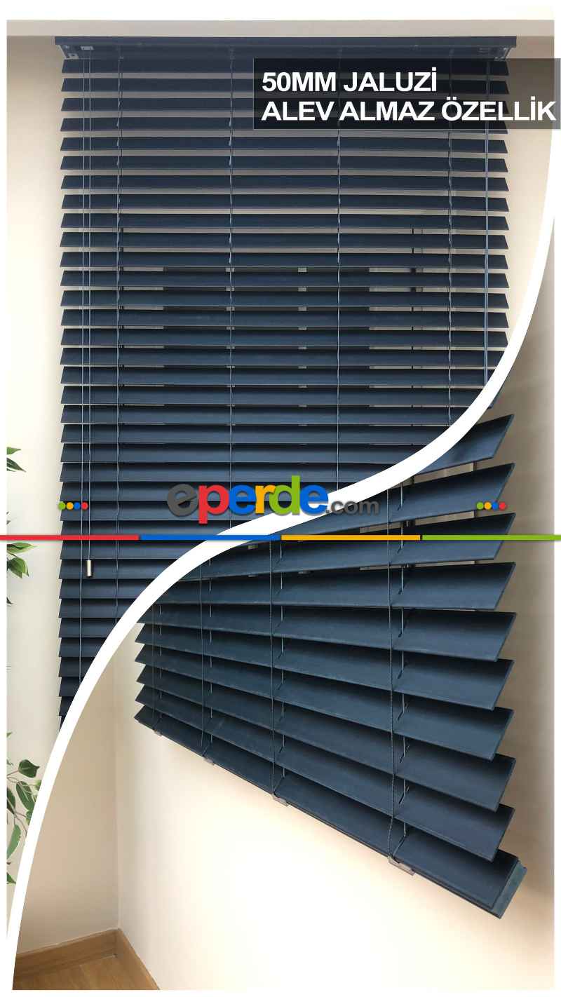 Mutfak Ahşap Jaluzi Perde- Lacivert