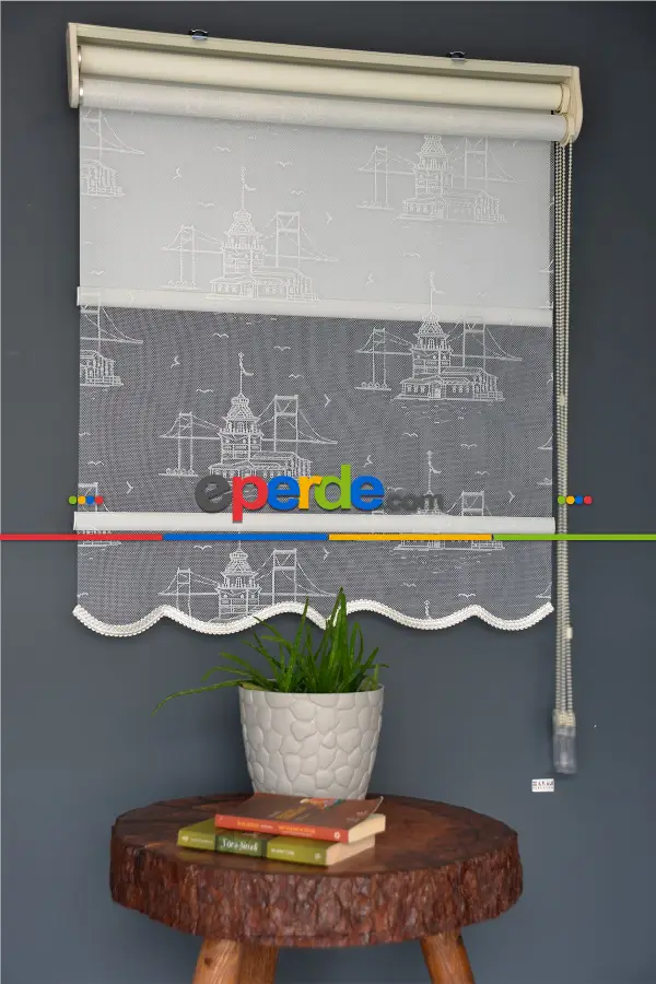 Halim Perdesan Dacuz-212 Beyaz Renk Etekli Veya Eteksiz Çift Mekanizmalı Tül Stor Perde