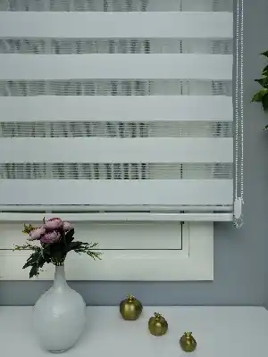 Mutfak- Perle Home Düz Zebra Perde Beyaz