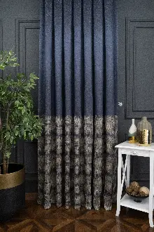 Lacivert Pano Fon Gramajlı Dökümlü Jakar Fon Perde (180)- Lacivert