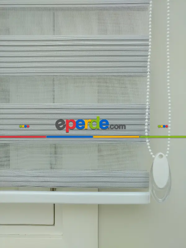 Gri Mutfak Perdesi Mekanizmalı Zebra Perde Plise- Gri Koyu