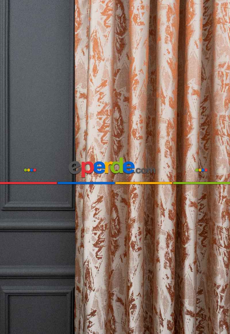 Jakar Dokuma Fon Perde Kiremit Renk