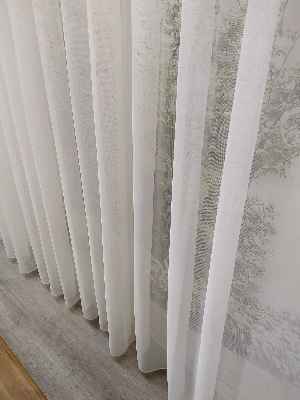 Modern Dökümlü Tül Perde - Ekru- Ekru