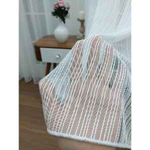 Çizgili Tül - Çizgi Desen Tül -ip Tül - Zincir Tül- Beyaz - Kurşunlu Tül