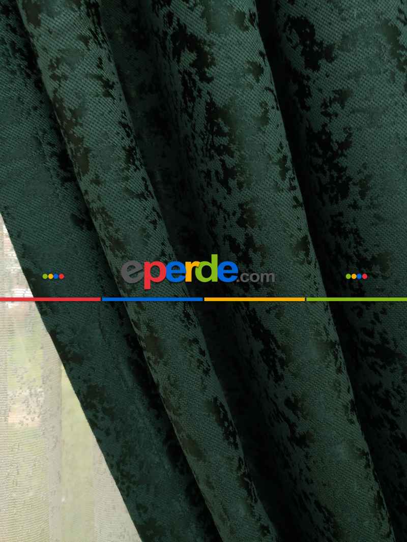 Koyu Yeşil Duz Jakar Fon Perde (180)- Yeşil Koyu Yeşil