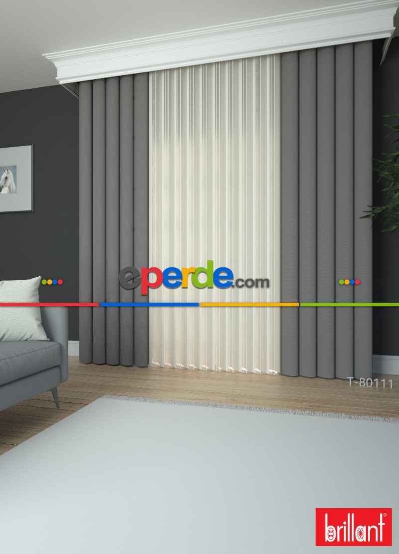 Brillant Akıllı Tül Perde Bronz Gri Renkli Tül Dikey Zebra Perde Düz 1. Kalite